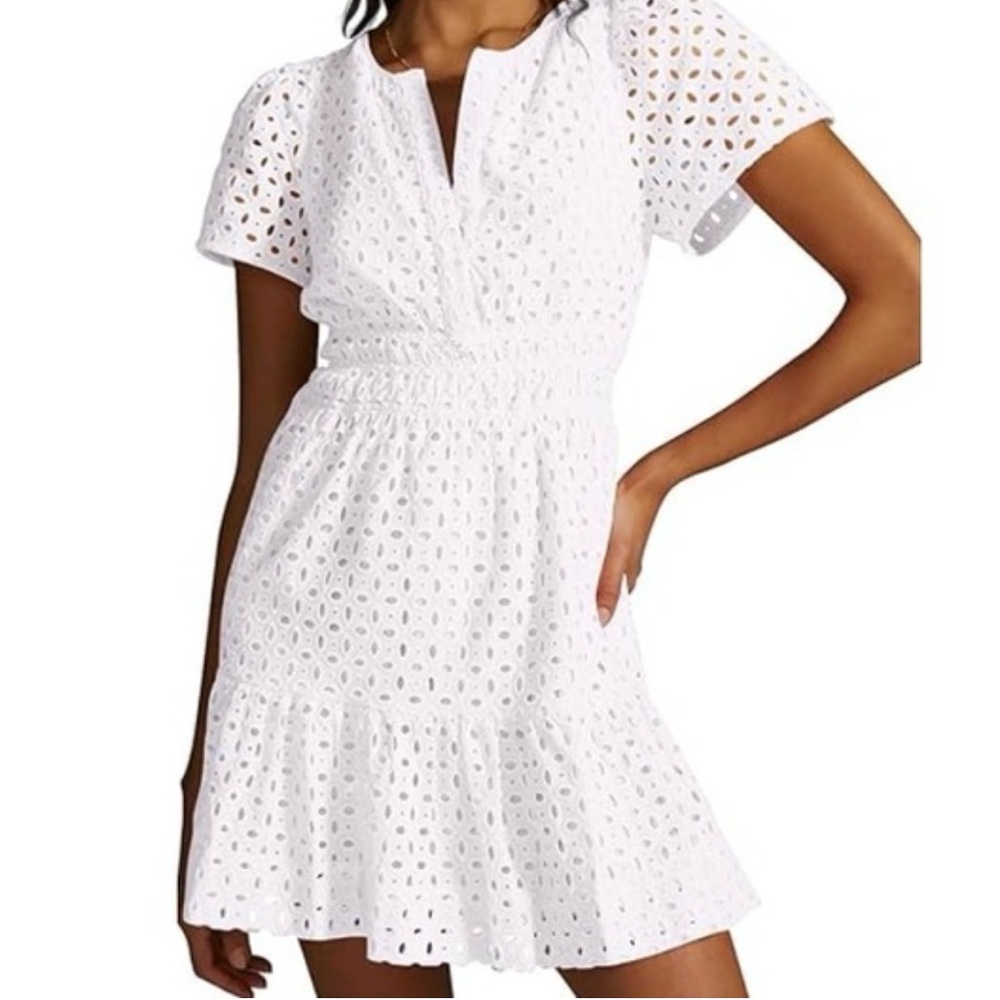 EUC Quince White Lace Mini Dress